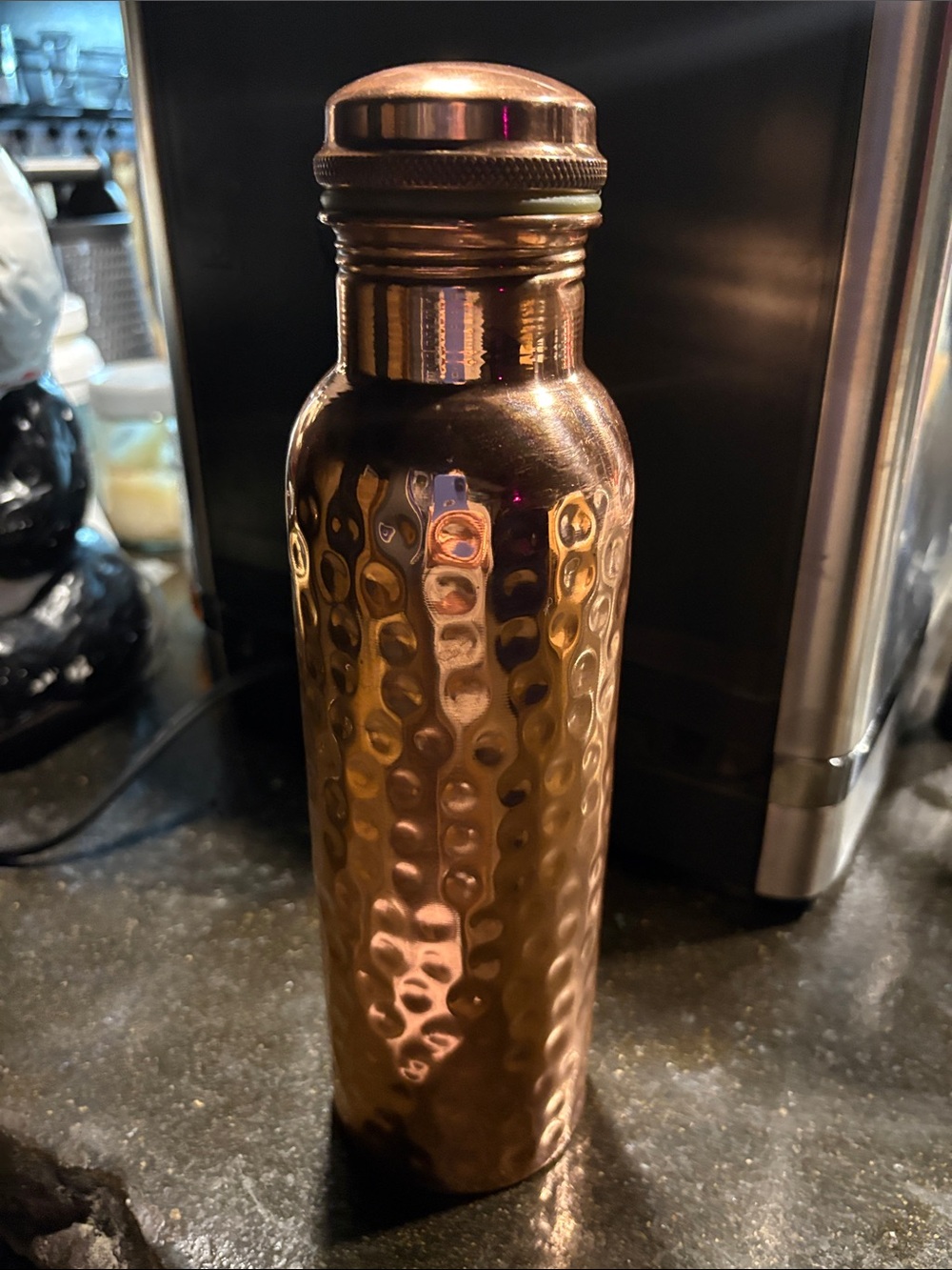 Copper Hammered Water Bottle - Sleek Copper Finish